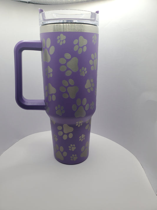 Paw print tumbler dk purple