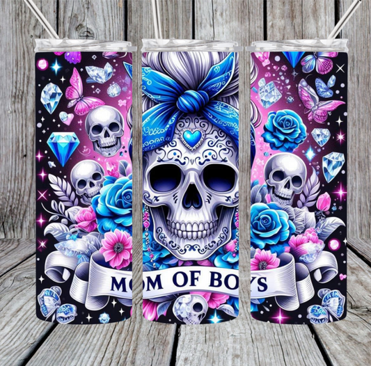 Mom of boys skull tumbler