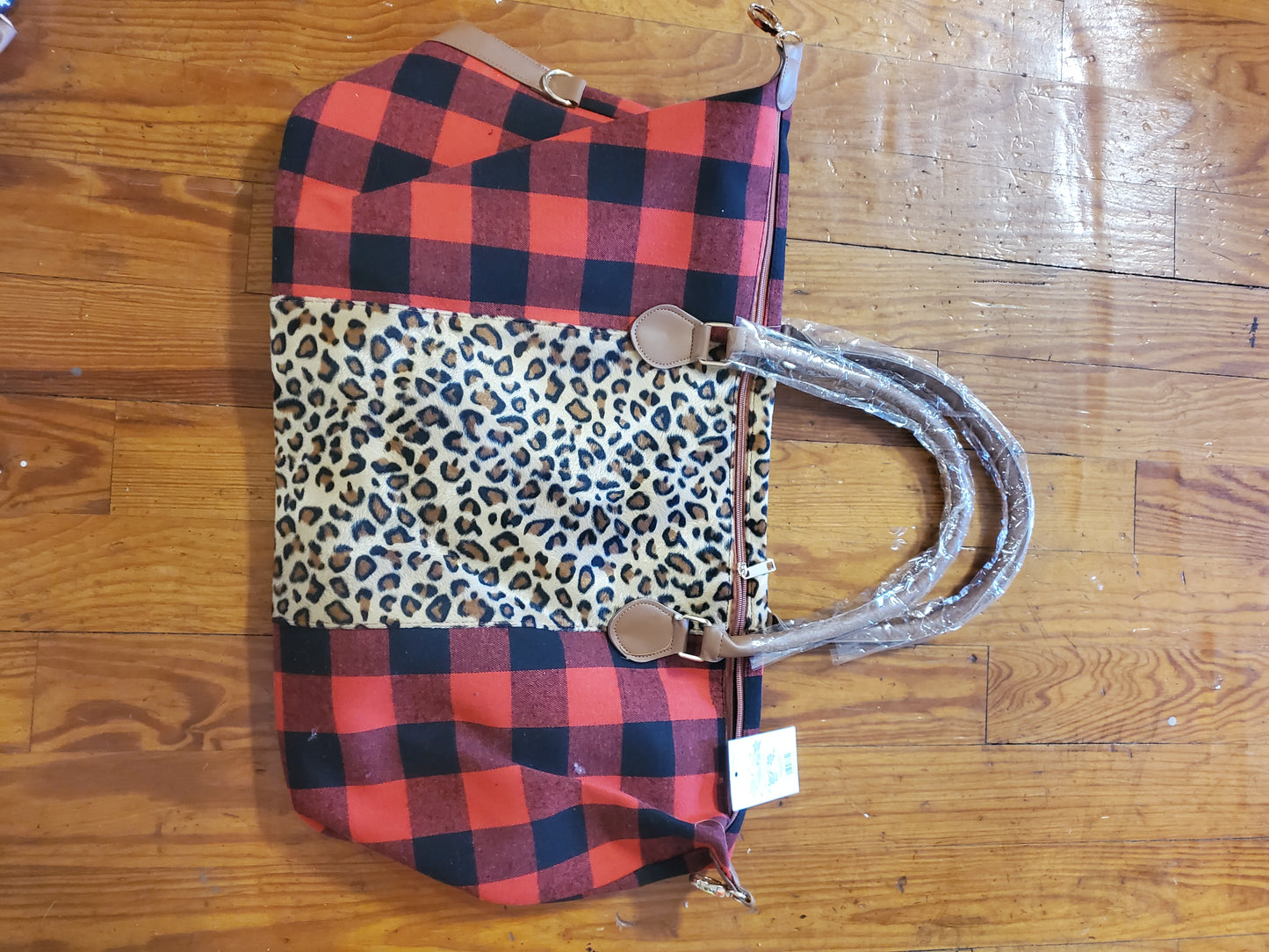 Buffalo plaid weekender bag