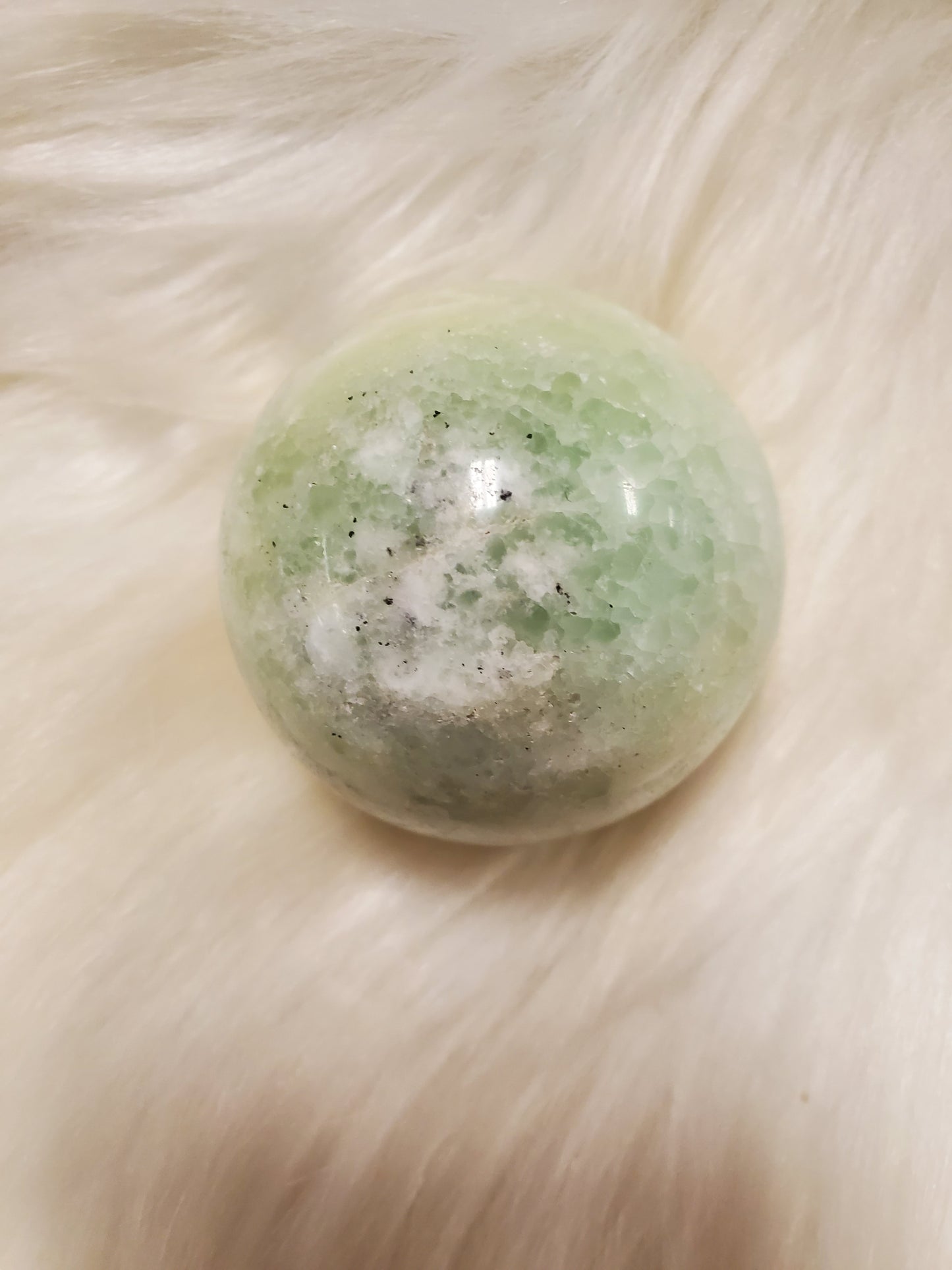 Pistachio calcite sphere