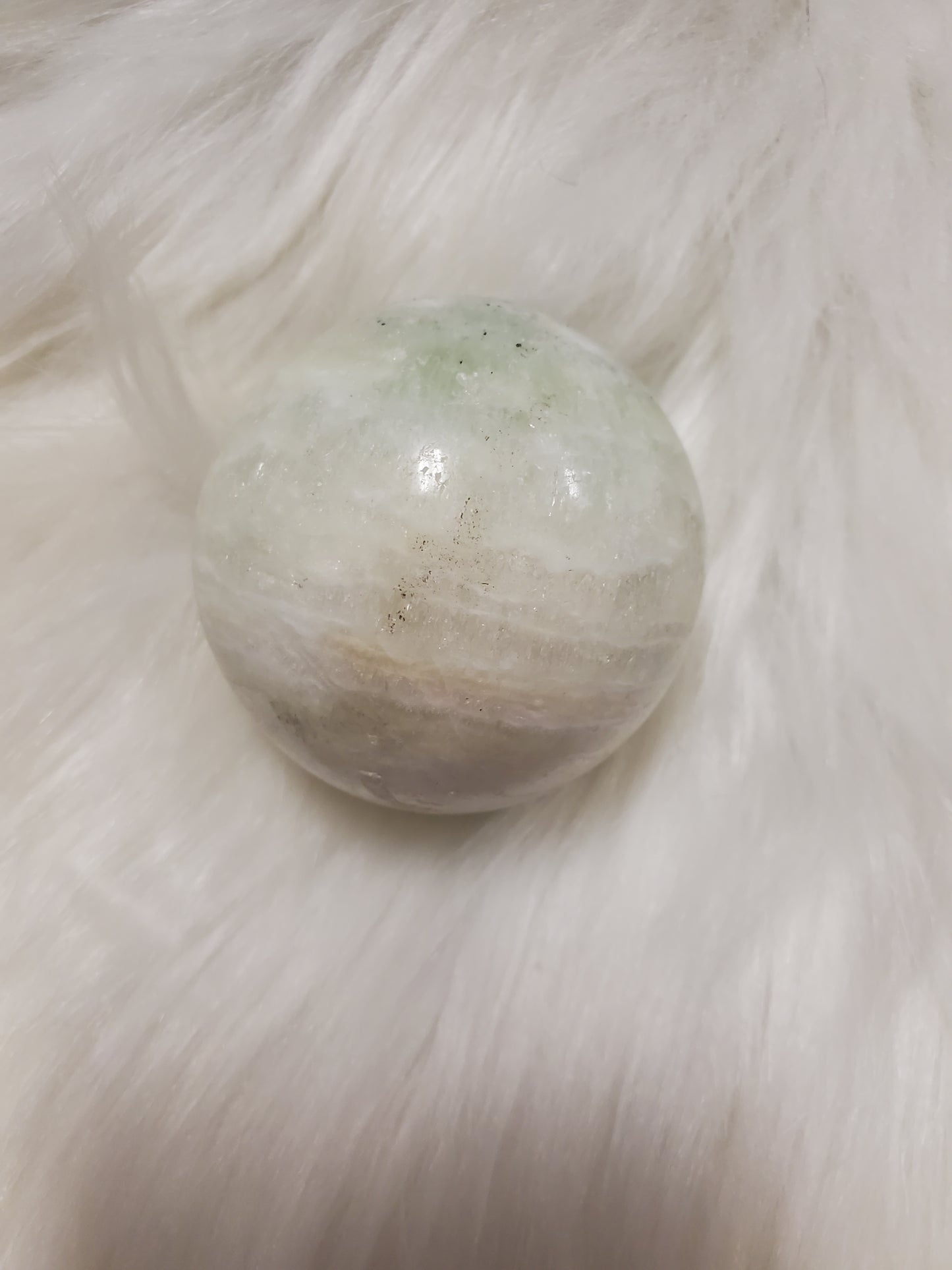 Pistachio calcite sphere