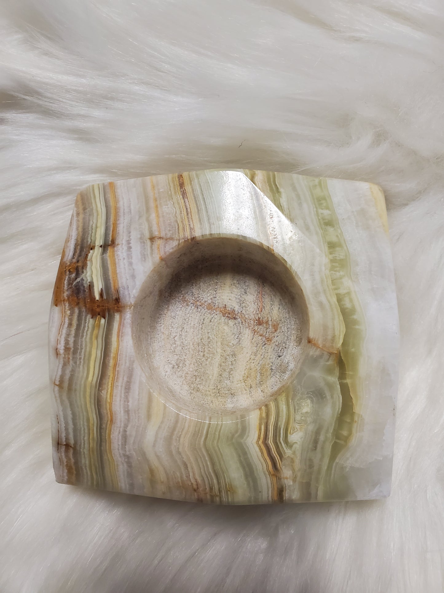 Green onyx candle holder