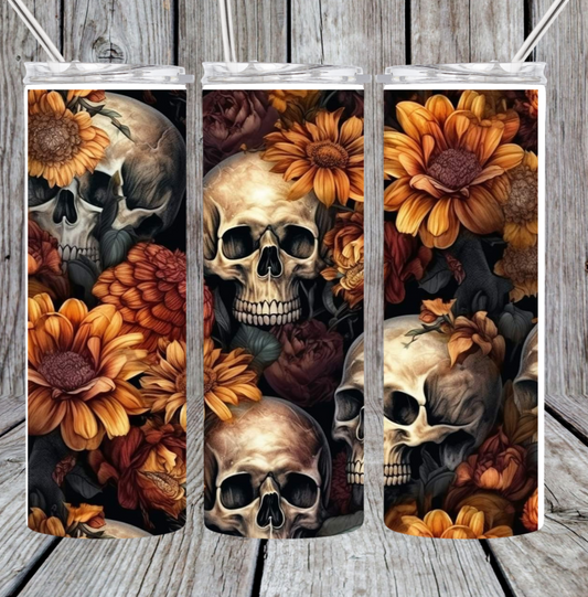 Sunflower and skull tumbler