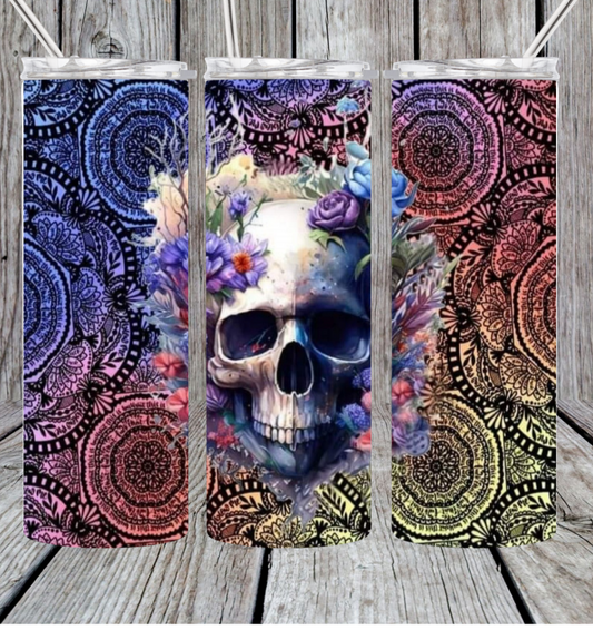 Colorful skull tumbler