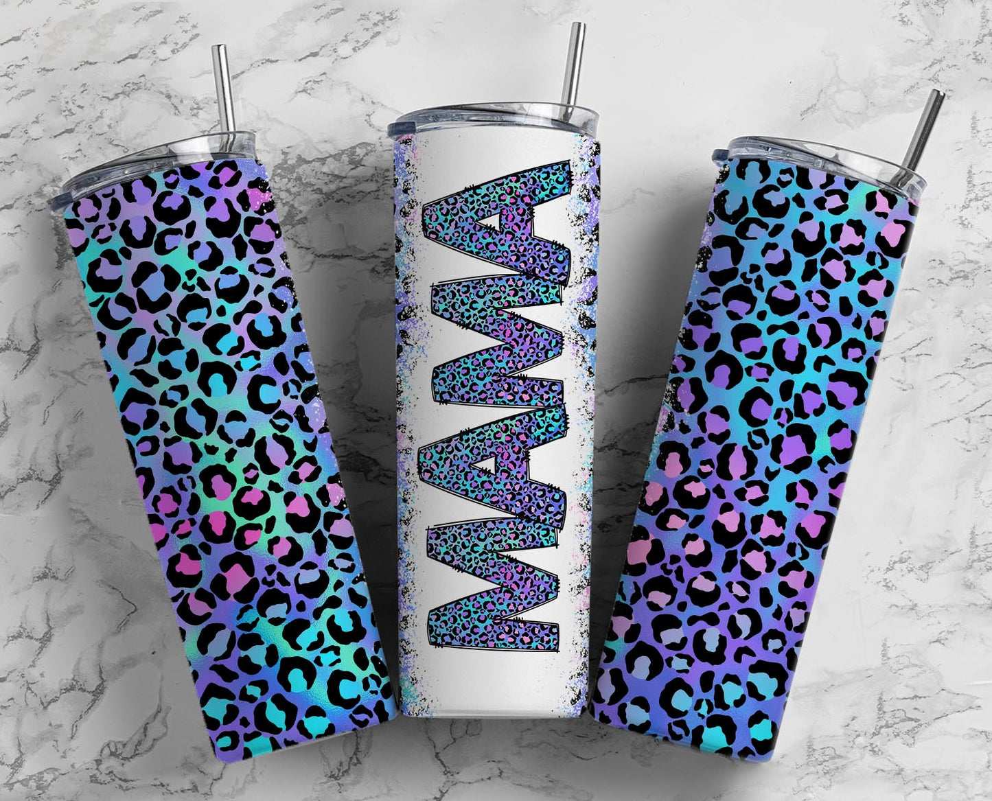 Mama Neon Cheetah Metal Insulated Tumbler