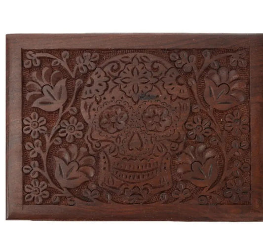 Sugar skull wooden box