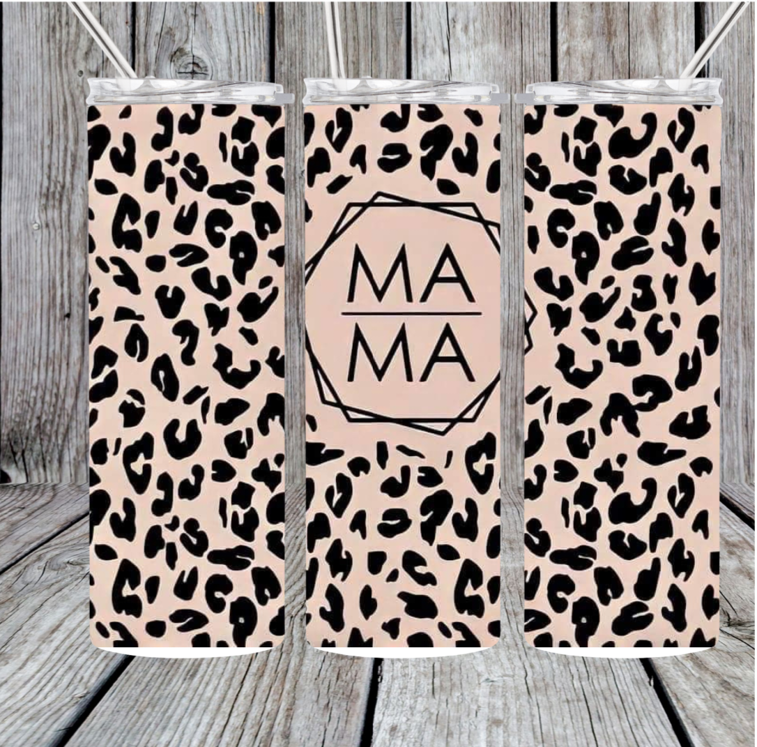 Cheetah print mama tumbler