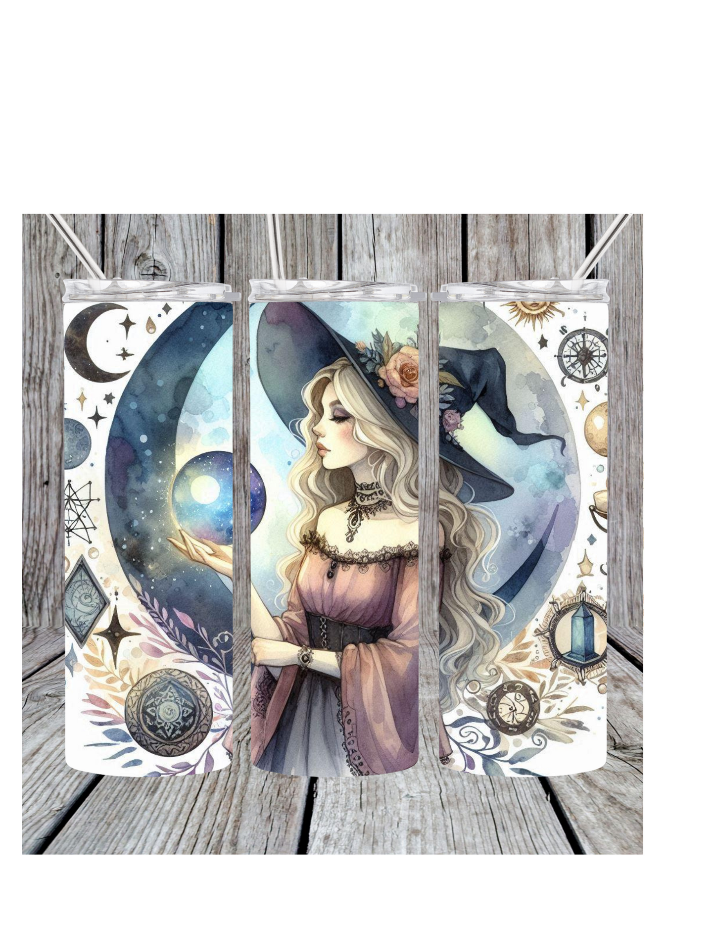 Witch with crystal ball tumbler