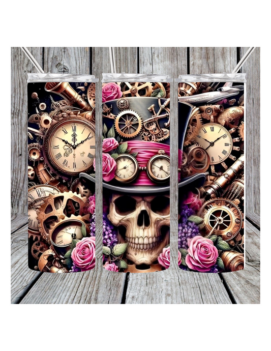 Steampunk skull tumbler