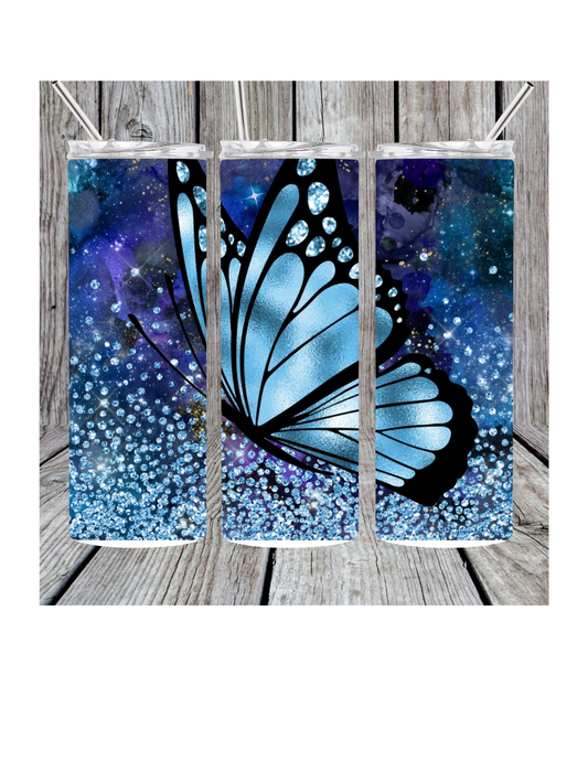 Blue butterfly tumbler