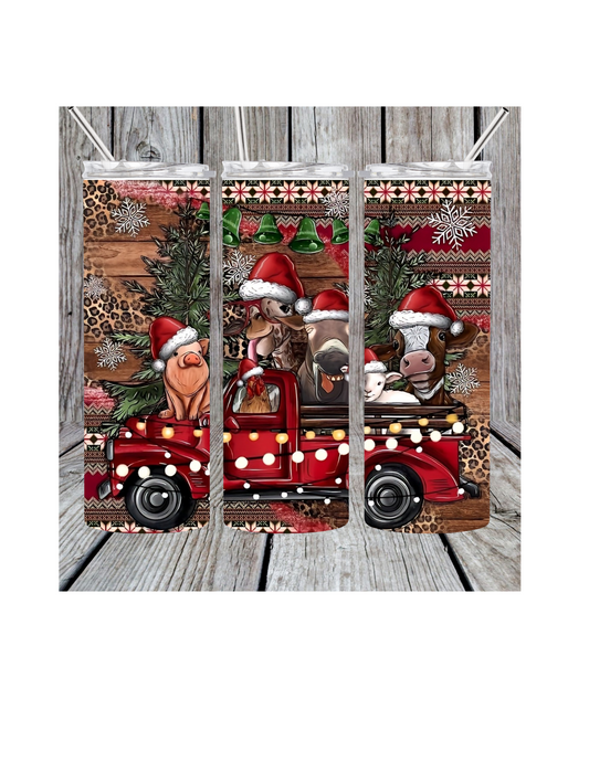 Farm animal Christmas tumbler