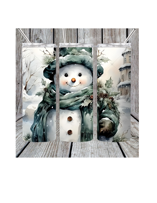 Green snowman tumbler