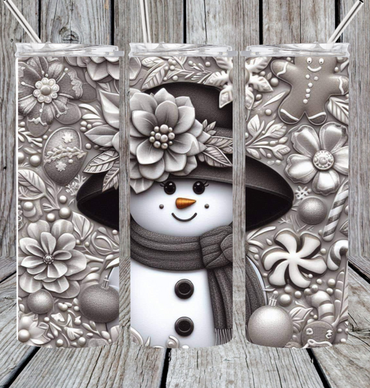 Silver snowman tumbler