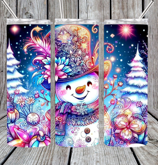 Colorful snowman tumbler