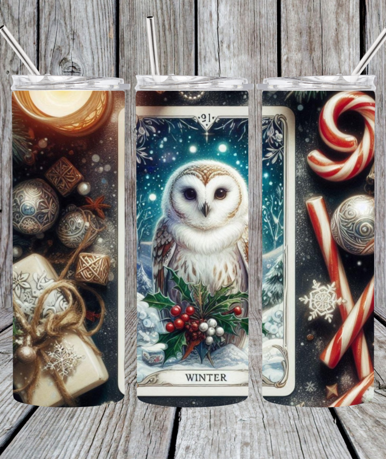 Winter owl tumbler