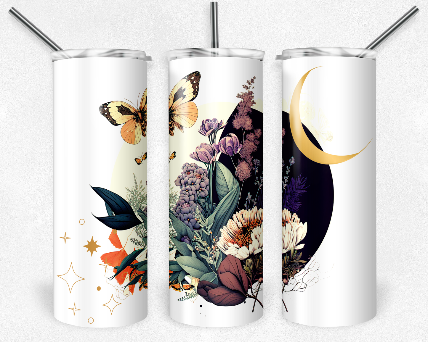 Celestial Flower Moon Metal Insulated Tumbler